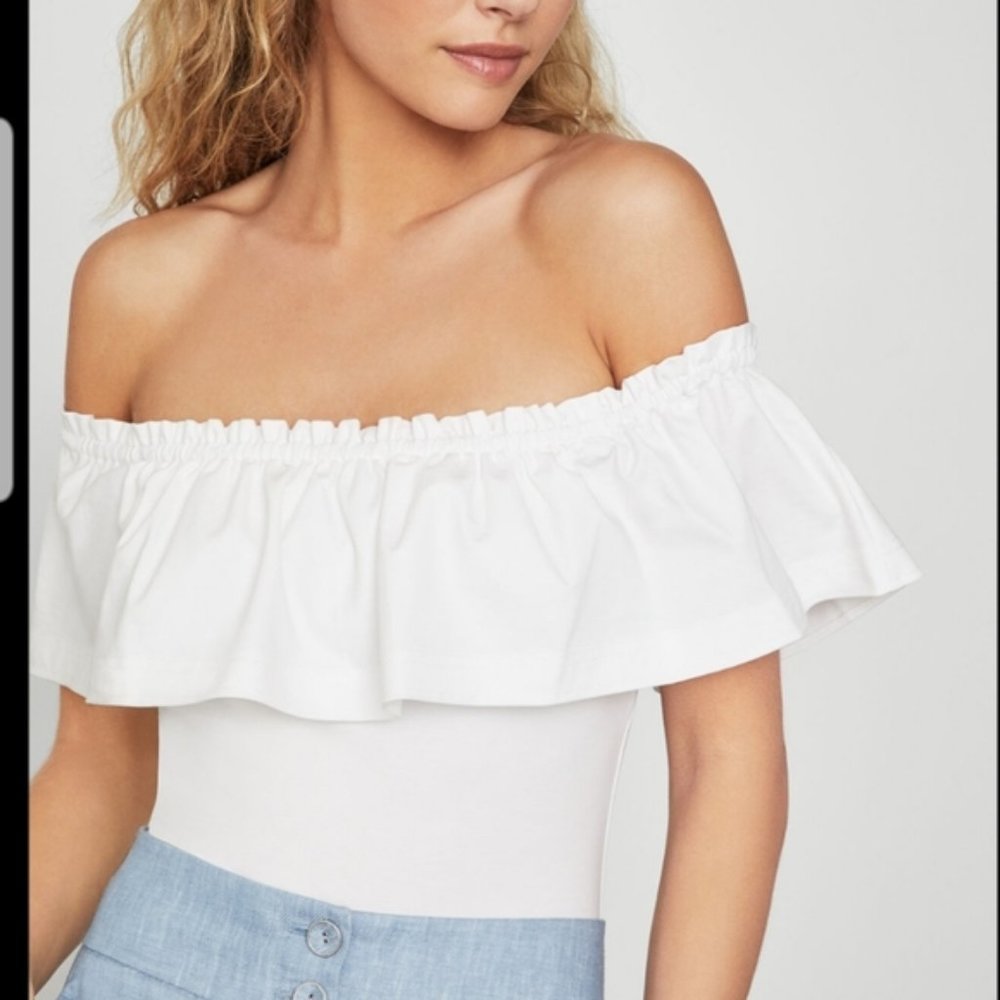 BCBGMAXAZRIA Ruffled Off-The-Shoulder Bodysuit XS